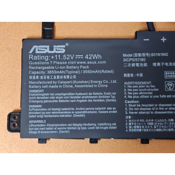 OEM gyári akku  Vivobook F513, K513, KM513UA, M513, S513  / 11,52V 42Wh (B31N1842)