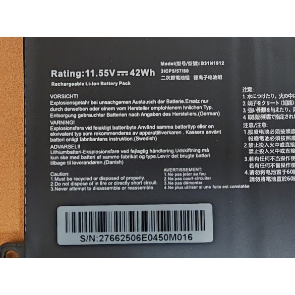 Utángyártott akku ASUS VivoBook L410, L510, E410, E510, F414, R522 / 11.55V 42Wh