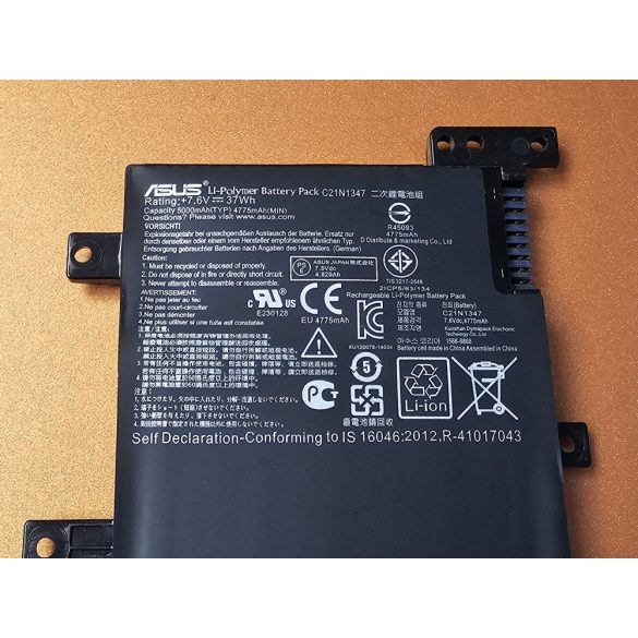 OEM gyári akku   ASUS X554L X555 X555L X555LA X555LD X555LN X555MA  / 7,6V 4900MAh (C21N1347)