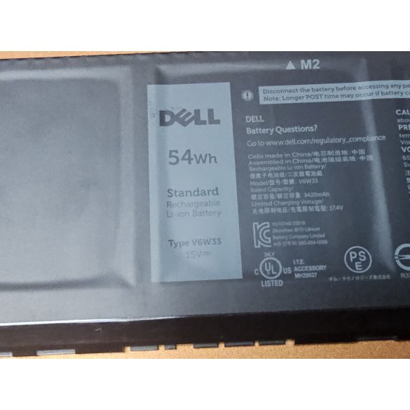 OEM gyári akku V6W33 - Dell Inspiron 3510, 3511, 3520, 3530 Latitude 3520, 3530 / 15V 54Wh