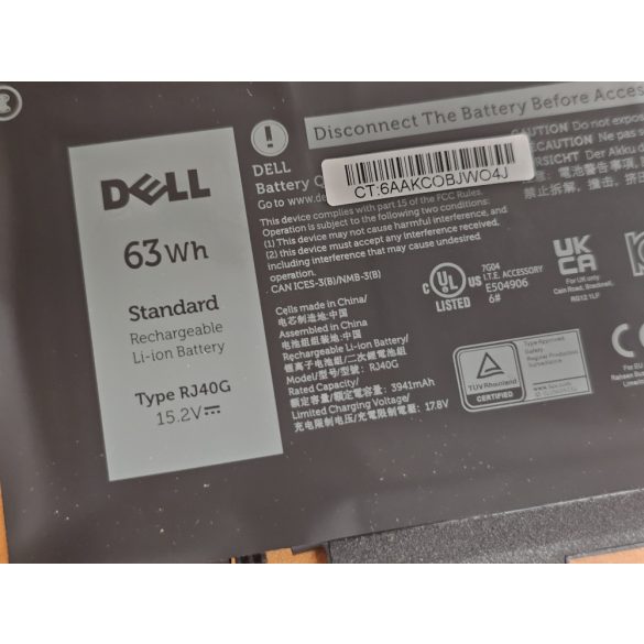 OEM packaged battery Dell Latitude 5420 5520, Precision 3560 / 15,2V 63Wh RJ40G