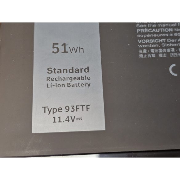 KingSener akku Dell Latitude  5280, 5290, 5480, 5490, 5580, 5590 / 11,4V, 51Wh (93FTF)