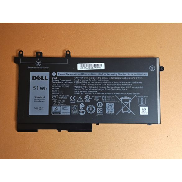 OEM gyári akku Dell Latitude  5280, 5290, 5480, 5490, 5580, 5590 / 11,4V, 51Wh (93FTF)