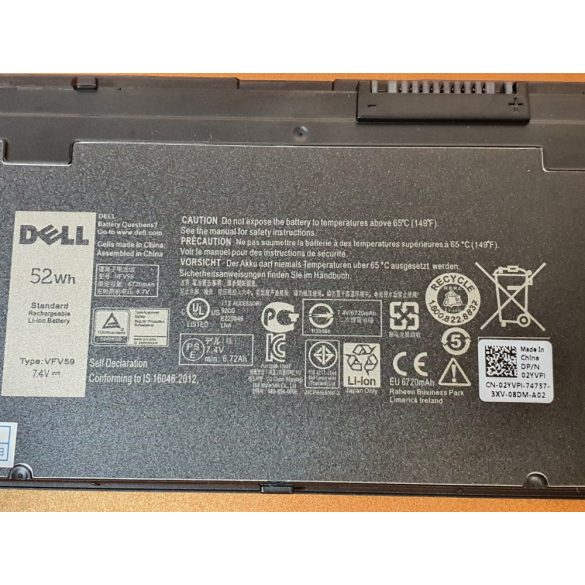 OEM gyári akku Dell Latitude E7240 E7250 / 7,4V 7050mAh (VFV59)