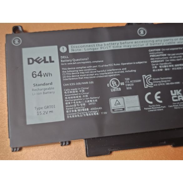 OEM gyári akku GRT01 - Dell Latitude 5421, 5431, 5521, 5531, Precision 3470, 3561, 3581 / 15,2V 64Wh