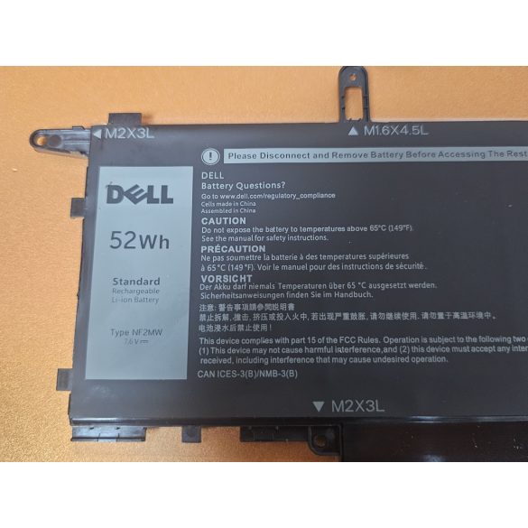OEM gyári akku NF2MW - Dell Latitude 7400 2-in-1, Latitude 9410 2-in-1 / 7,6V 52Wh