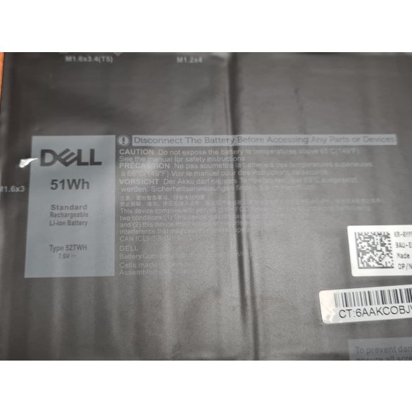 OEM gyári akku Dell XPS 13 7390 2-in-1, P103G, P103G001 (52TWH)