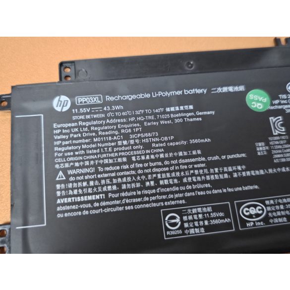 OEM battery for HP Pavilion x360 13-BB, 14-DV, 14-DW, 14M-DW, 14-DK / 11,5V 3560mAh