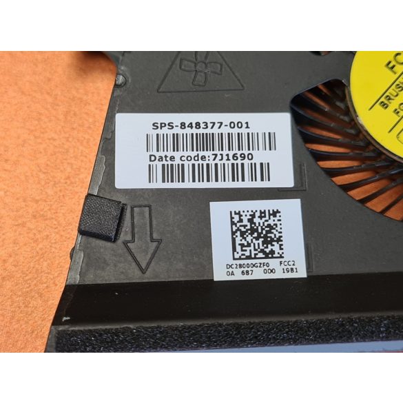 HP54A - HP Zbook 17 G3, Zbook 17 G4 CPU hűtőventilátor (848377-001)