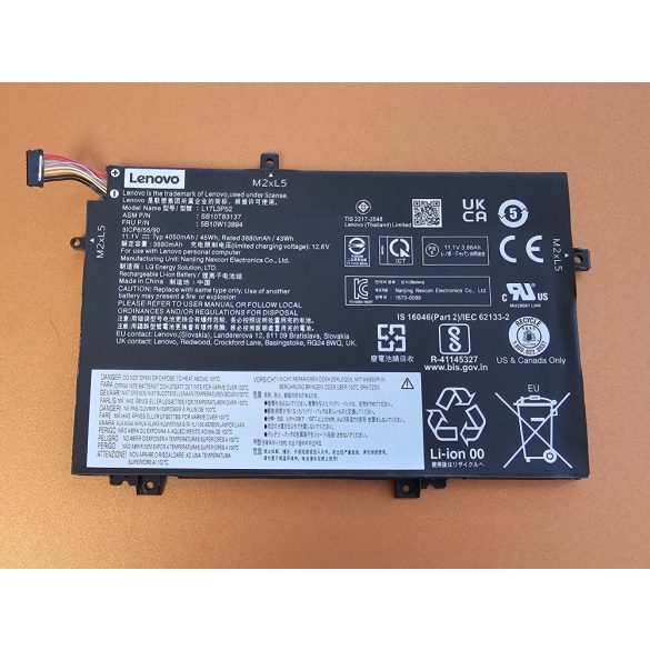 OEM gyári akku Lenovo ThinkPad L470 L480 E480 E580 L580 L590 / 11,1V 4050mAh (L17C3P52)