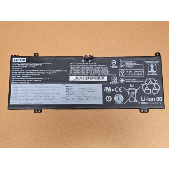 OEM gyári akku Lenovo ThinkBook 13S-IWL, 13S-IML, 14S-IWL  / 10,8V 5200mAh (L18M4PF0)