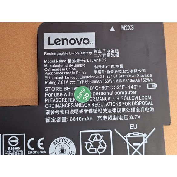 OEM gyári akku Lenovo Yoga  710-14ISK, 710-14IKB, 710-15ISK, 710-15IKB / 53Wh (L15M4PC2)
