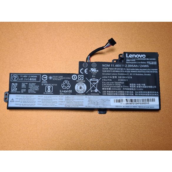 OEM gyári akku Lenovo ThinkPad T470 T480 A475 A485 / 2100mAh 01AV419 01AV420 01AV421 01AV489 