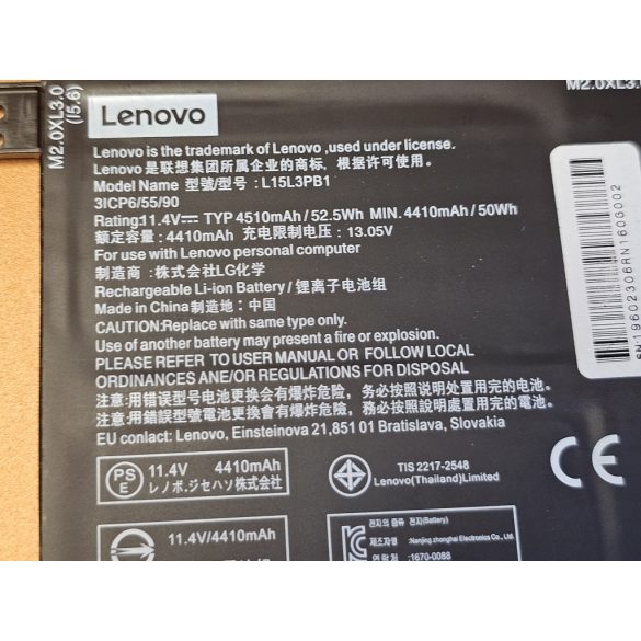 OEM gyári akku L15L3PB1 - IdeaPad 320S-15, 330S-14, 330S-15, Yoga 520-15, Flex 14 1470, 1570 / 11.4V