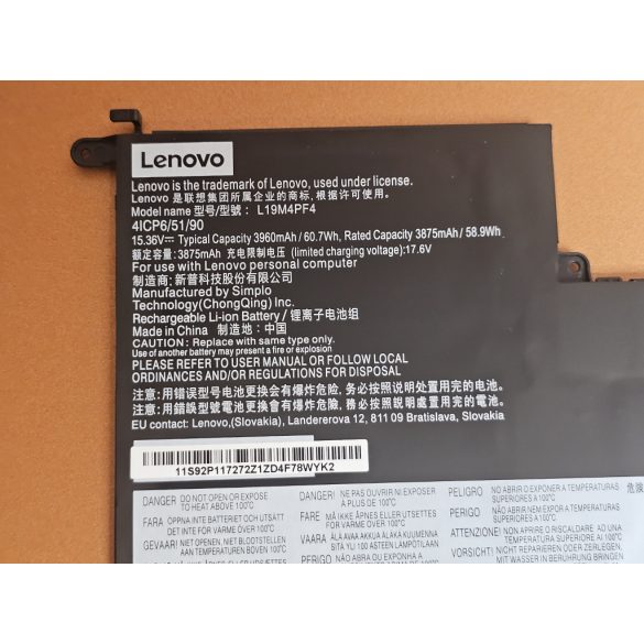 OEM gyári akku Lenovo Ideapad Yoga Slim 7-14IIL05, 7-14ARE05, 7-14ITL05 / 15,3V 60Wh