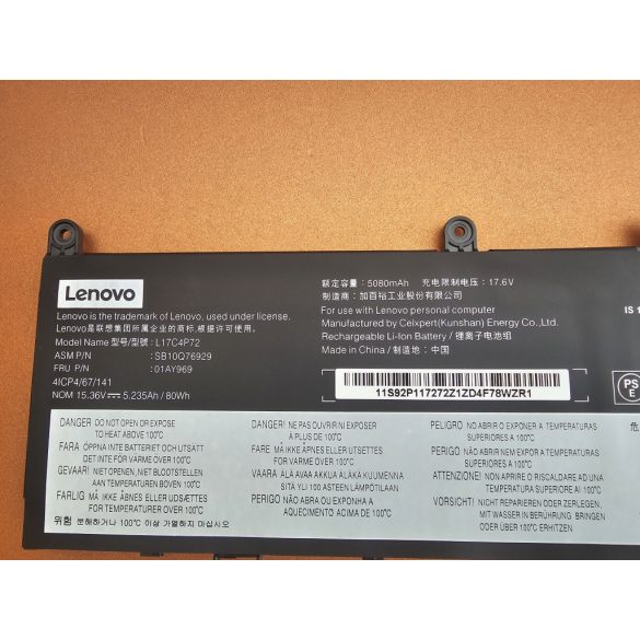 OEM gyári akku L17C4P72 - Lenovo ThinkPad X1 Extreme Gen 1, Gen 2, ThinkPad P1 Gen 1, Gen 2 / 80Wh
