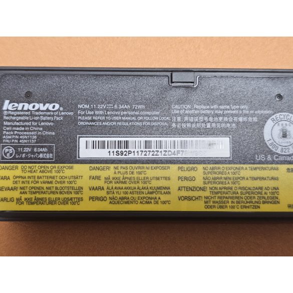 OEM gyári akku Lenovo ThinkPad X240 T440S T440 X250 T450S X260 S440 S540 L450 L470 45N1130 / 11,1V 6800mAh