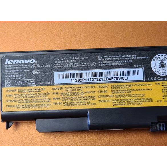 OEM gyári akku Lenovo ThinkPad T440p T540p W540 W541 L440 L540 11,1V 5200mAh (57Wh)
