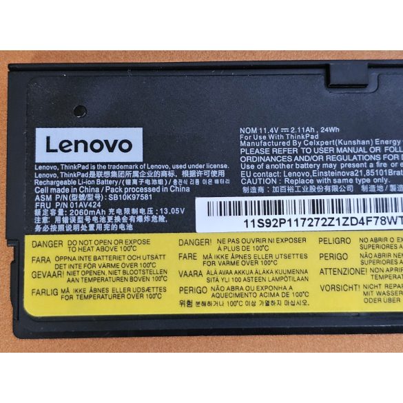 OEM gyári akku Lenovo ThinkPad T470, T480 A475,  / 11,1V 2100mAh