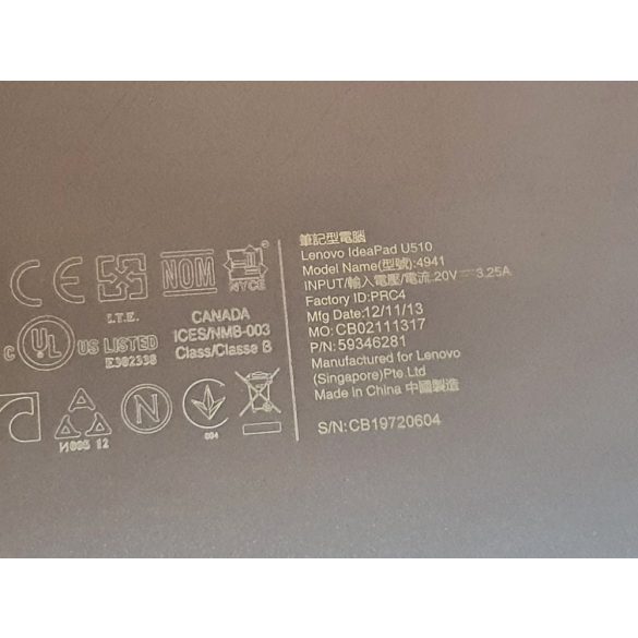 Lenovo Ideapad U510 alsó szervizfedél (AP14K000400)