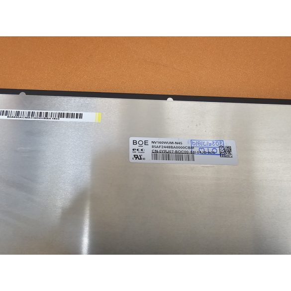 NV160WUM-N43 Boe Hydis LCD 16" SLIM FHD IPS 30 pin eDp matt (keskeny csatlakozós!)