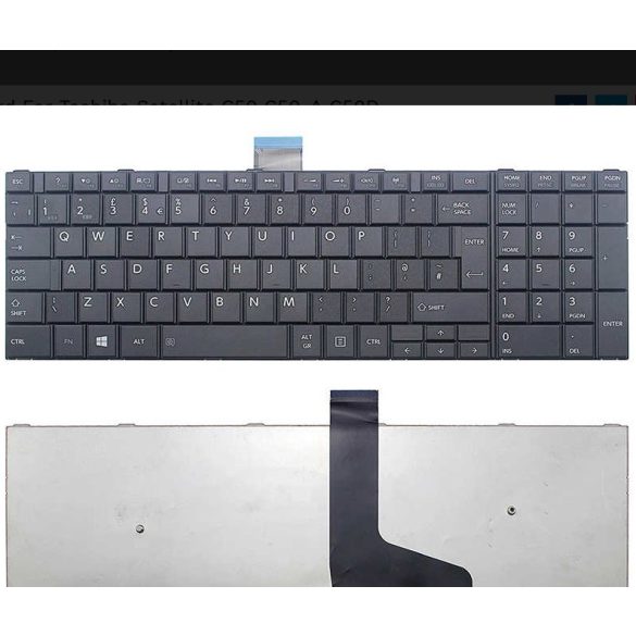 TB05 - klaviatúra angol UK, fekete (Satellite C50 C50-A C50D C55 L50 L50-A)